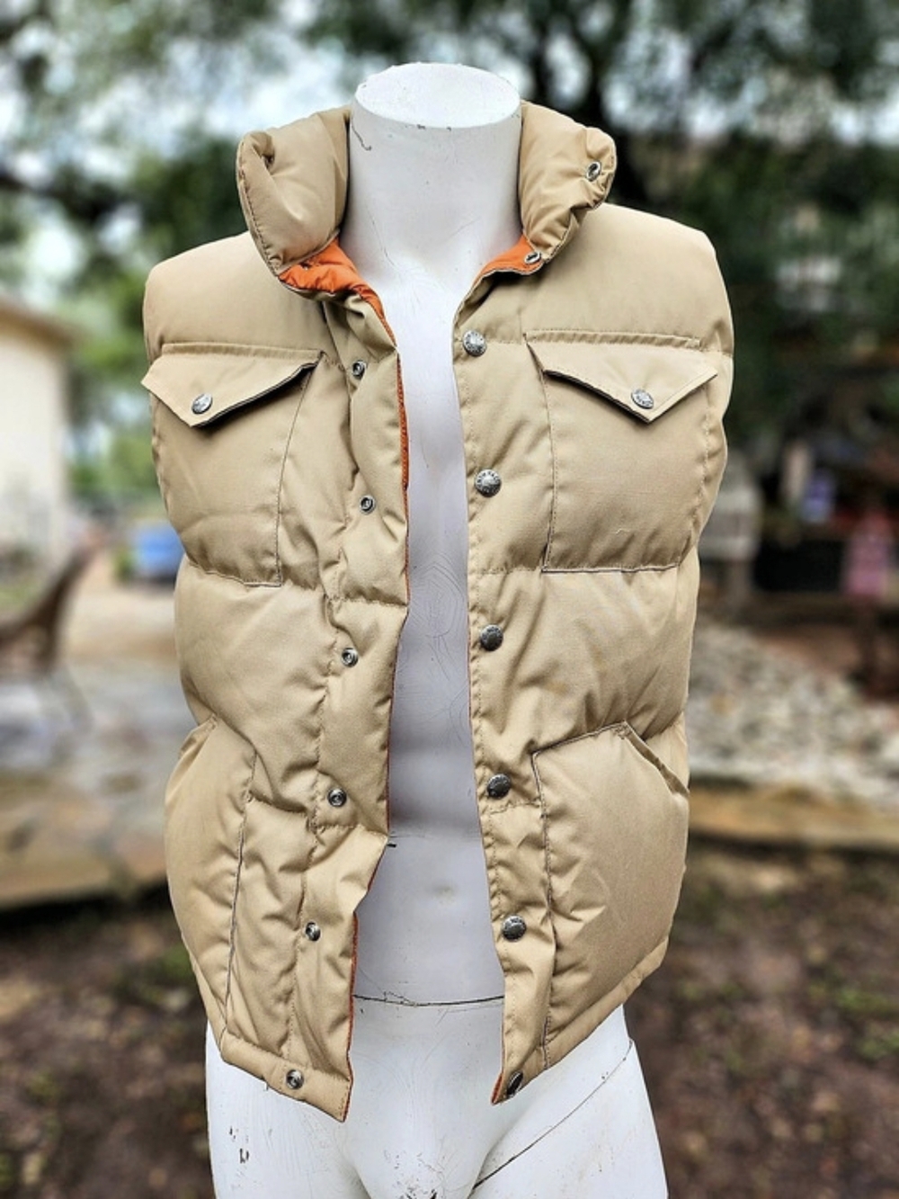 Vintage The North Face Brown Label Down Tan Cotton Vest Brown Orange Size Small